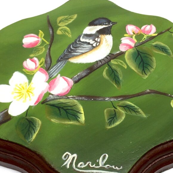 Vintage 1990s Marilou Original Artwork 6" Plaque Signed by Canadian Artist Bird - Picture 2 of 6